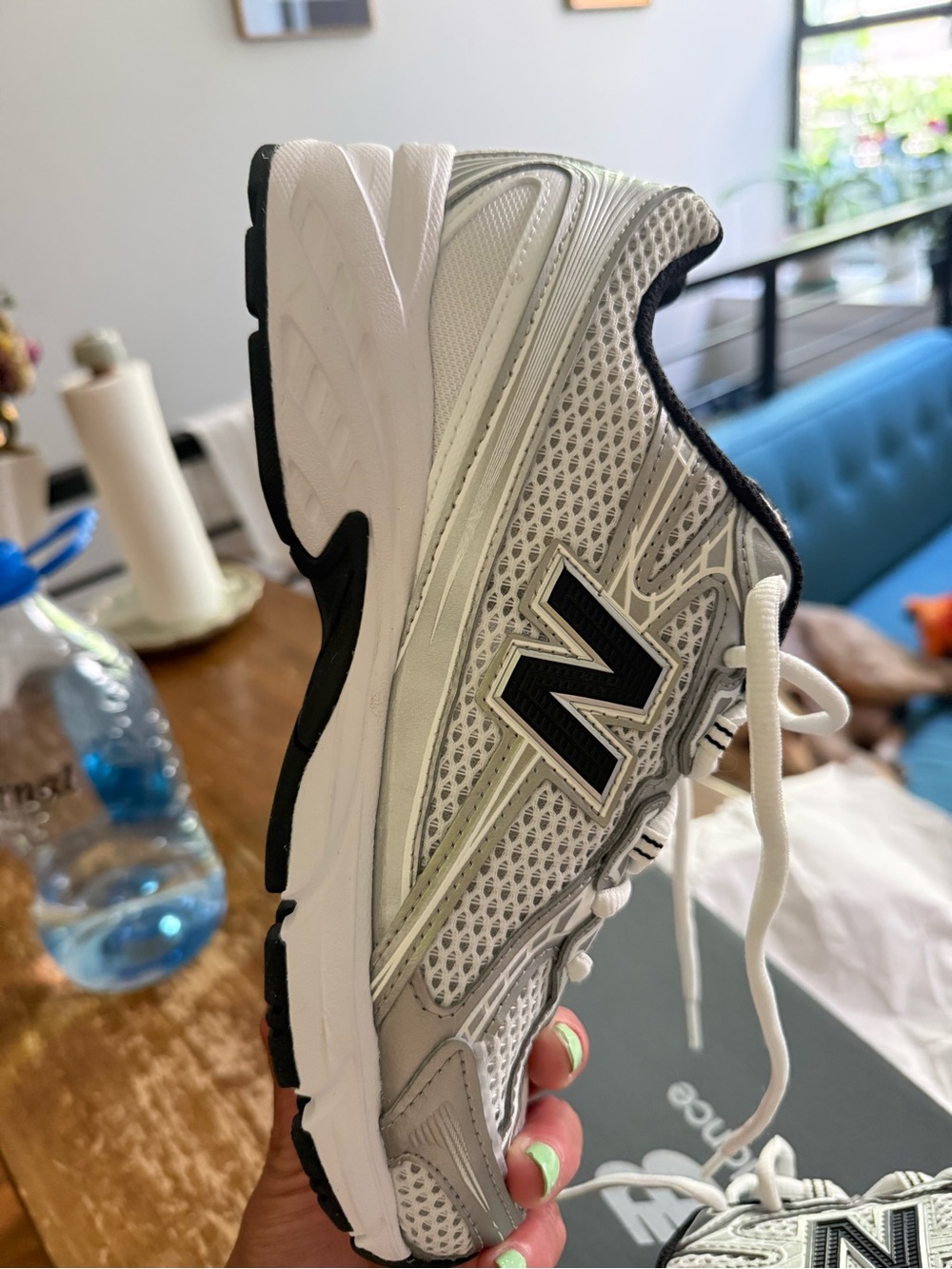 New Balance Gray and Black Mesh Running Sneakers - Picture 7 of 11